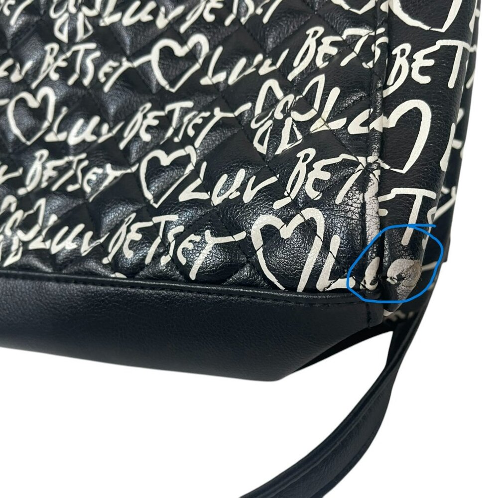 LUV BETSEY JOHNSON Quilted B&W Hearts Bows Handbag Satchel Crossbody Bag Purse - Picture 4 of 12